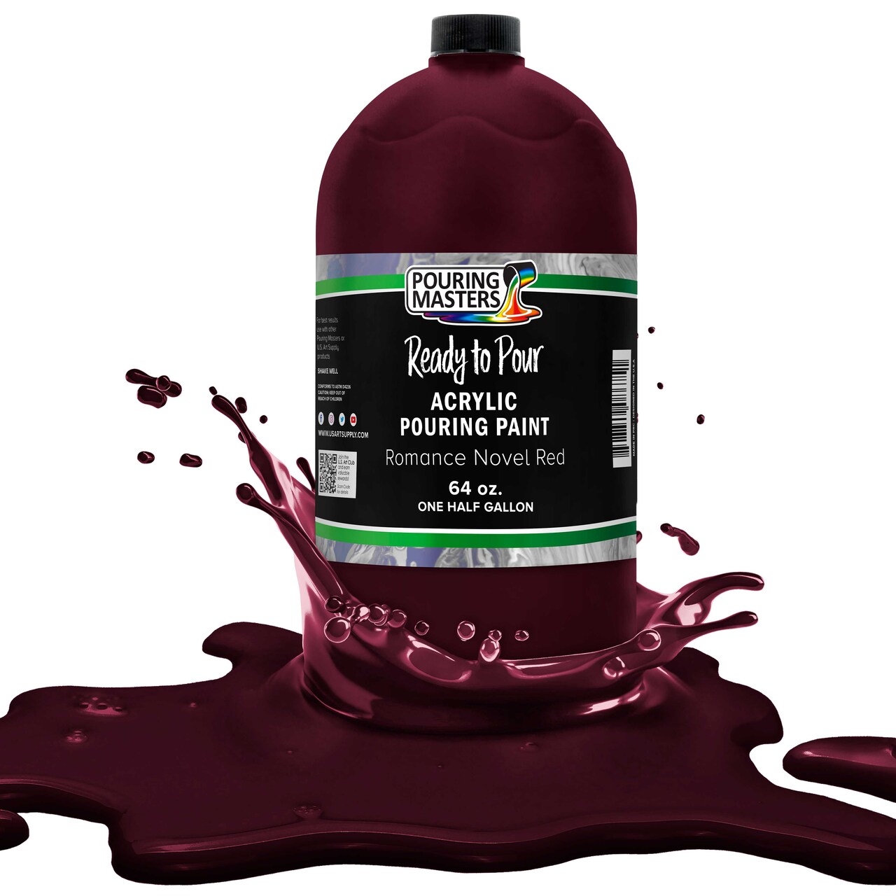 Pouring Masters Romance Novel Red Ready to Pour Acrylic Pouring Paint - Premium 64-Ounce Pre-Mixed Fluid Acrylic Paint - Fluid Art Supplies for Canvas, Wood, Paper, Tile & Rocks